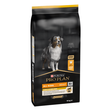 PURINA PRO PLAN ADULT Light - Sterilised Toate Taliile Pui, hrana uscata caini sterilizati