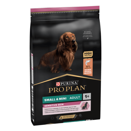 PURINA PRO PLAN ADULT Sensitive Skin hrana uscata caini Talie Mica si Foarte Mica bogat in somon