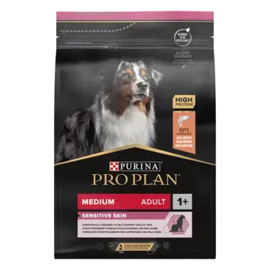 PURINA PRO PLAN ADULT Sensitive Skin hrana uscata caini Talie Medie bogat in somon