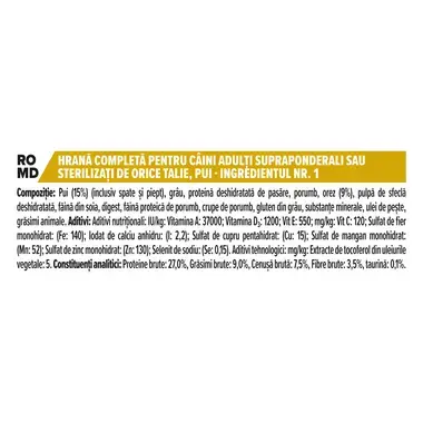 PURINA PRO PLAN ADULT Light / Sterilised Toate Taliile Pui hrana uscata caini