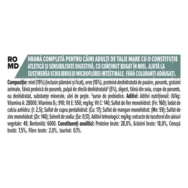 PURINA PRO PLAN ADULT Sensitive Digestion hrana uscata caini Talie Mare Atletica bogat in miel