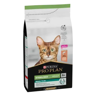 PURINA PRO PLAN Sterilised Adult 1+ RENAL PLUS bogat in somon hrana uscata pisici sterilizate
