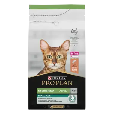 PURINA PRO PLAN Sterilised Adult 1+ RENAL PLUS bogat in somon hrana uscata pisici sterilizate