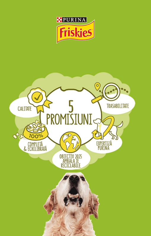 Friskies hrana pentru caini 5 promisiuni